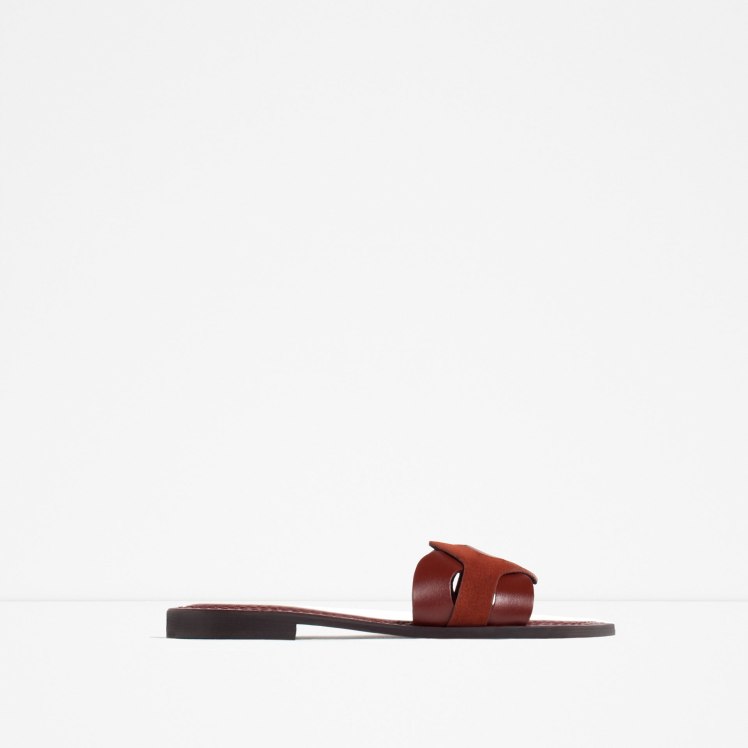 zara contrast leather slide